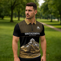 Custom Oceania Football NZ South Island Zipper Polo Shirt Minimal Mount Cook Silhouette LT9 - Polynesian Pride