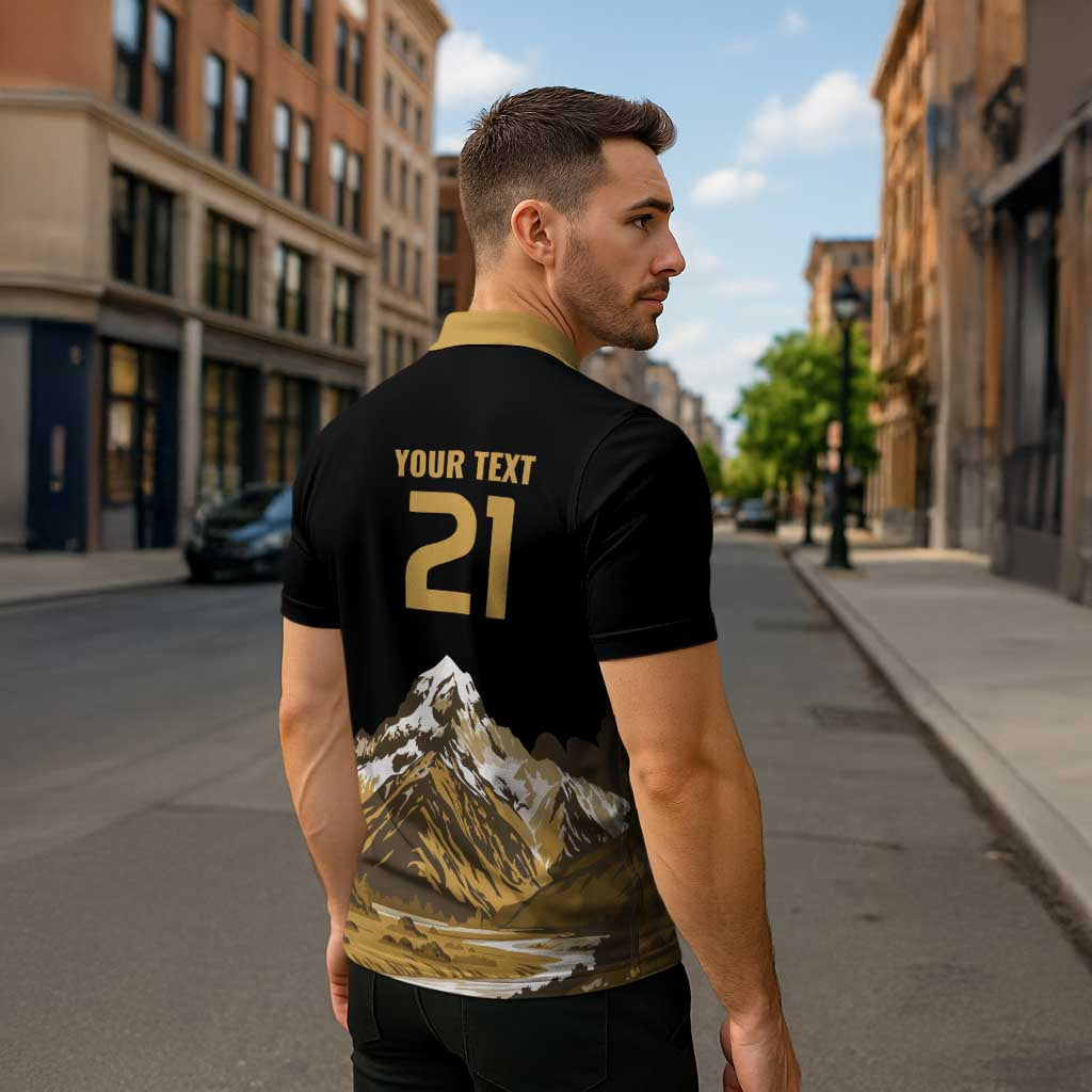 Custom Oceania Football NZ South Island Zipper Polo Shirt Minimal Mount Cook Silhouette LT9 - Polynesian Pride