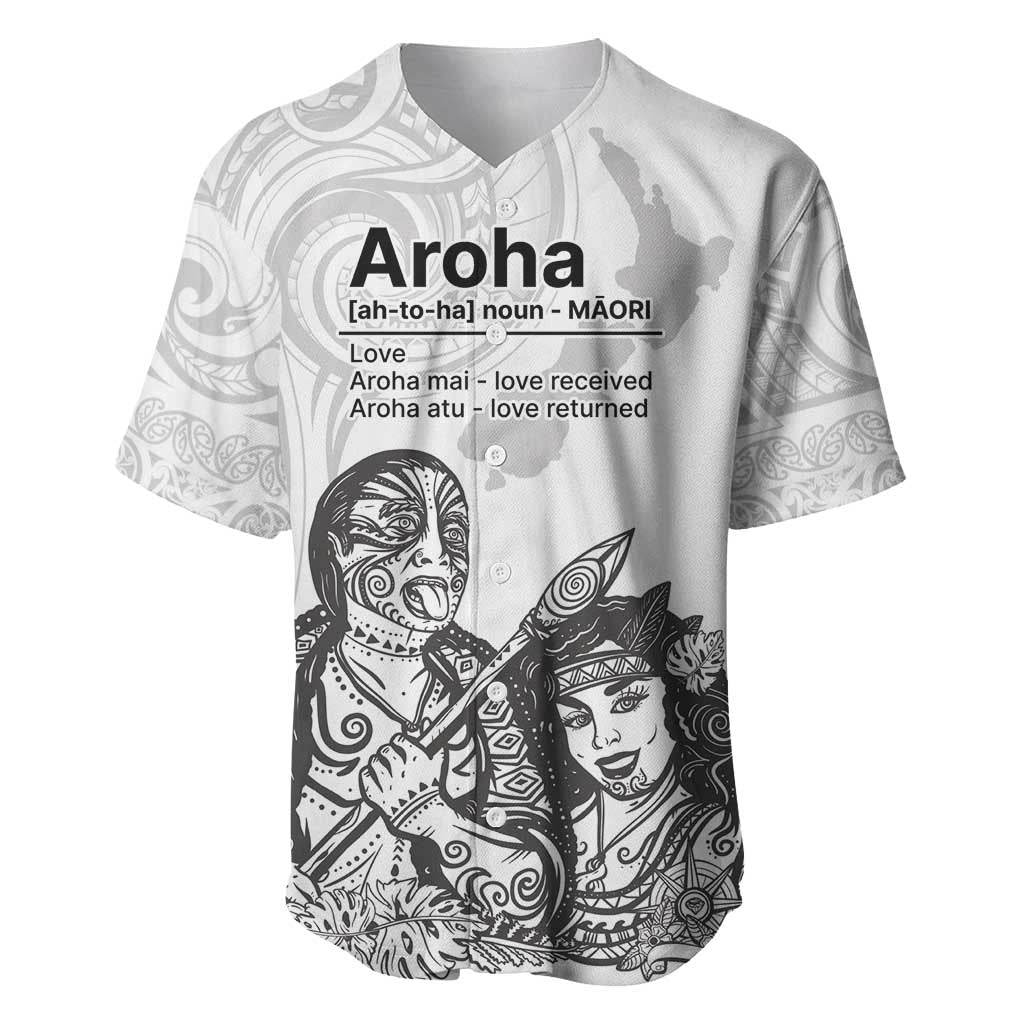 Aroha Maori Language Baseball Jersey Te Reo Maori Inspired Art LT9 white - Polynesian Pride