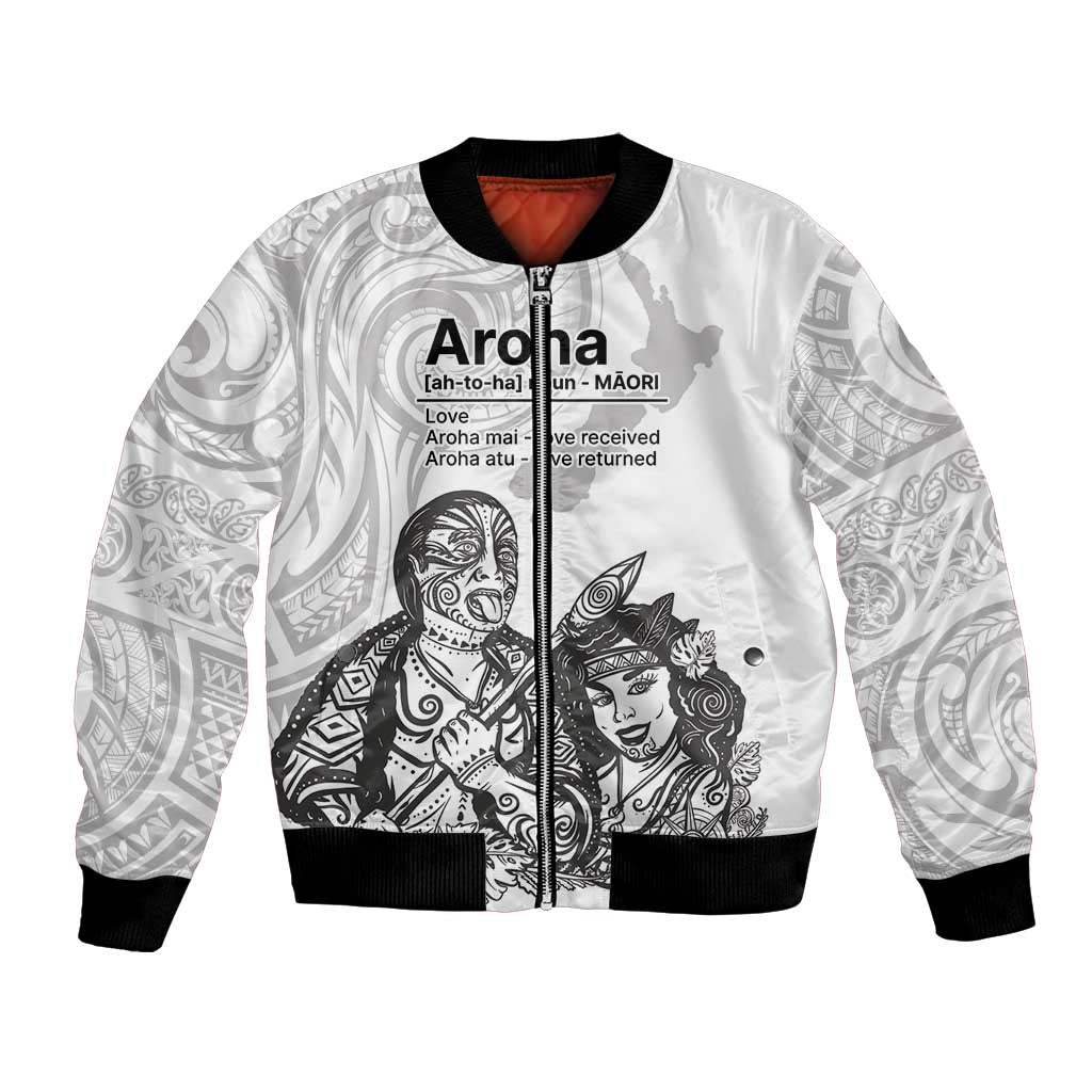 Aroha Maori Language Bomber Jacket Te Reo Maori Inspired Art