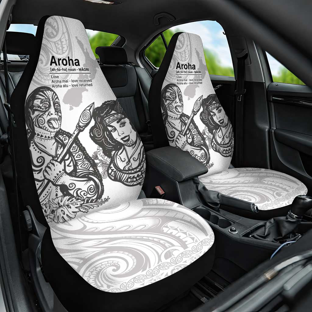 Aroha Maori Language Car Seat Cover Te Reo Maori Inspired Art LT9 One Size white - Polynesian Pride