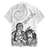 Aroha Maori Language Family Matching Off Shoulder Short Dress and Hawaiian Shirt Te Reo Maori Inspired Art
