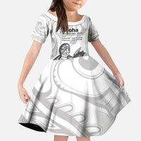 Aroha Maori Language Kid Short Sleeve Dress Te Reo Maori Inspired Art LT9 KID white - Polynesian Pride
