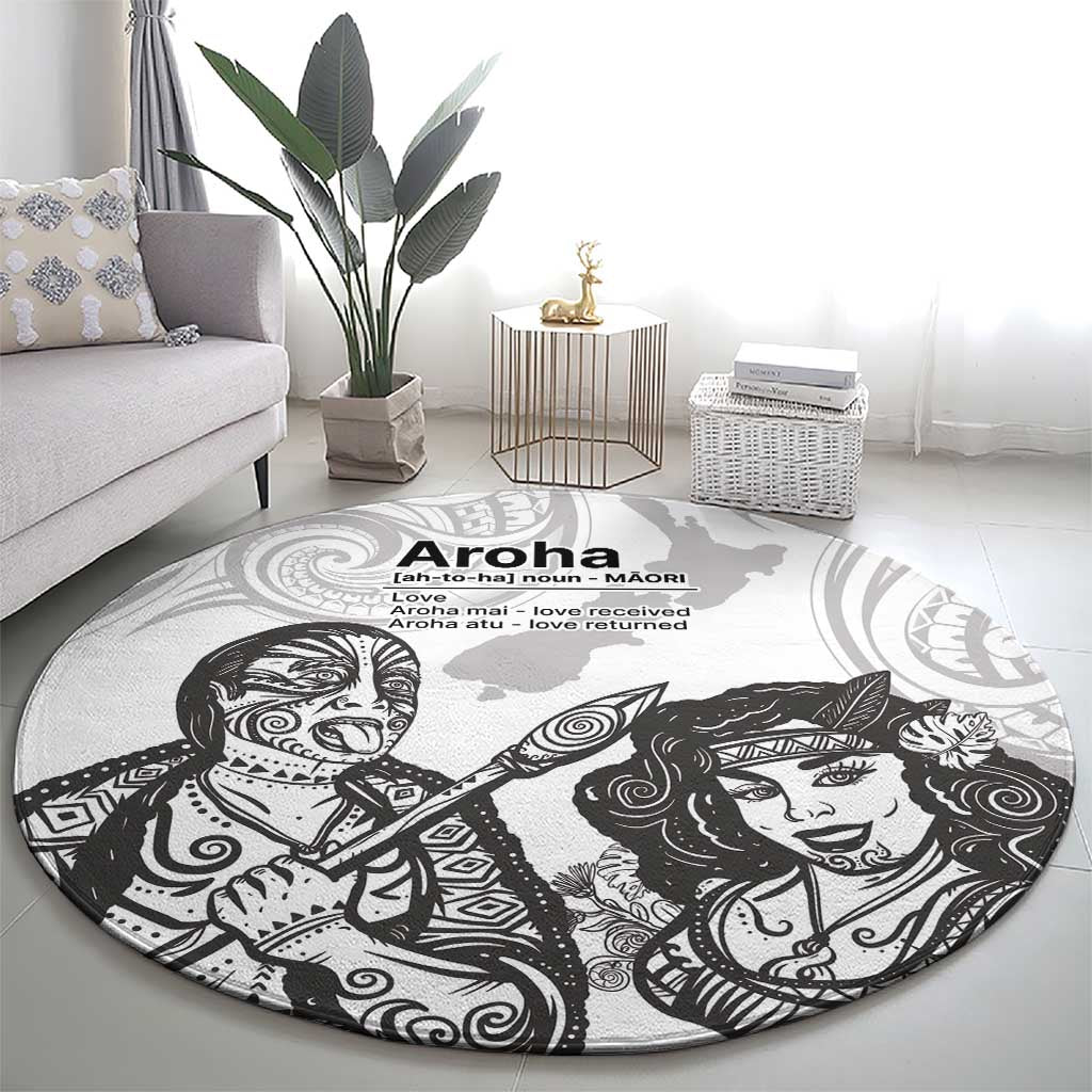 Aroha Maori Language Round Carpet Te Reo Maori Inspired Art LT9 - Polynesian Pride