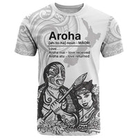 Aroha Maori Language T Shirt Te Reo Maori Inspired Art LT9 white - Polynesian Pride