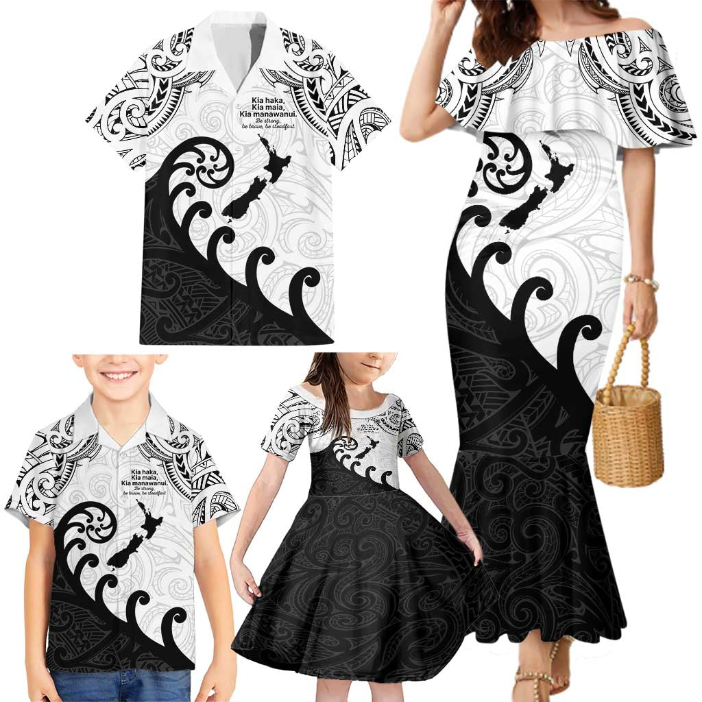 Kia Haka Maori language Family Matching Mermaid Dress and Hawaiian Shirt Te Reo Maori Inspired Art