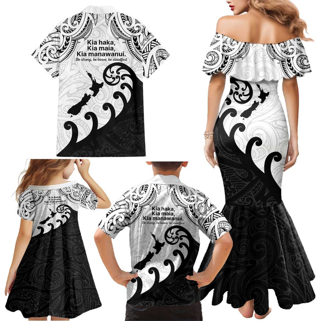 Kia Haka Maori language Family Matching Mermaid Dress and Hawaiian Shirt Te Reo Maori Inspired Art