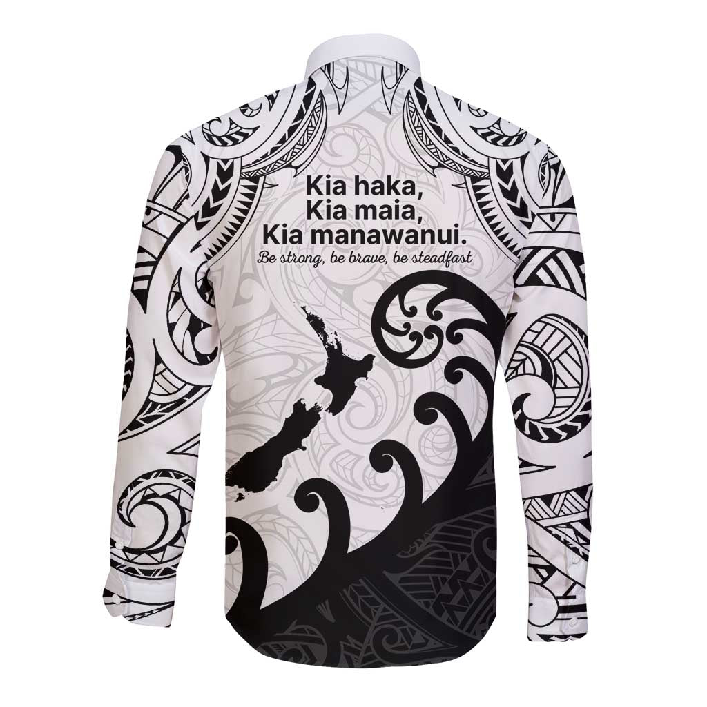 Kia Haka Maori language Long Sleeve Button Shirt Te Reo Maori Inspired Art LT9 - Polynesian Pride
