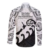 Kia Haka Maori language Long Sleeve Button Shirt Te Reo Maori Inspired Art LT9 - Polynesian Pride