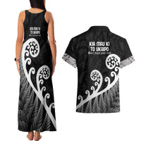 Kia Mau Ki To Ukaipo Couples Matching Tank Maxi Dress and Hawaiian Shirt Te Reo Maori Koru Fern Art