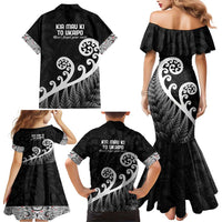Kia Mau Ki To Ukaipo Family Matching Mermaid Dress and Hawaiian Shirt Te Reo Maori Koru Fern Art