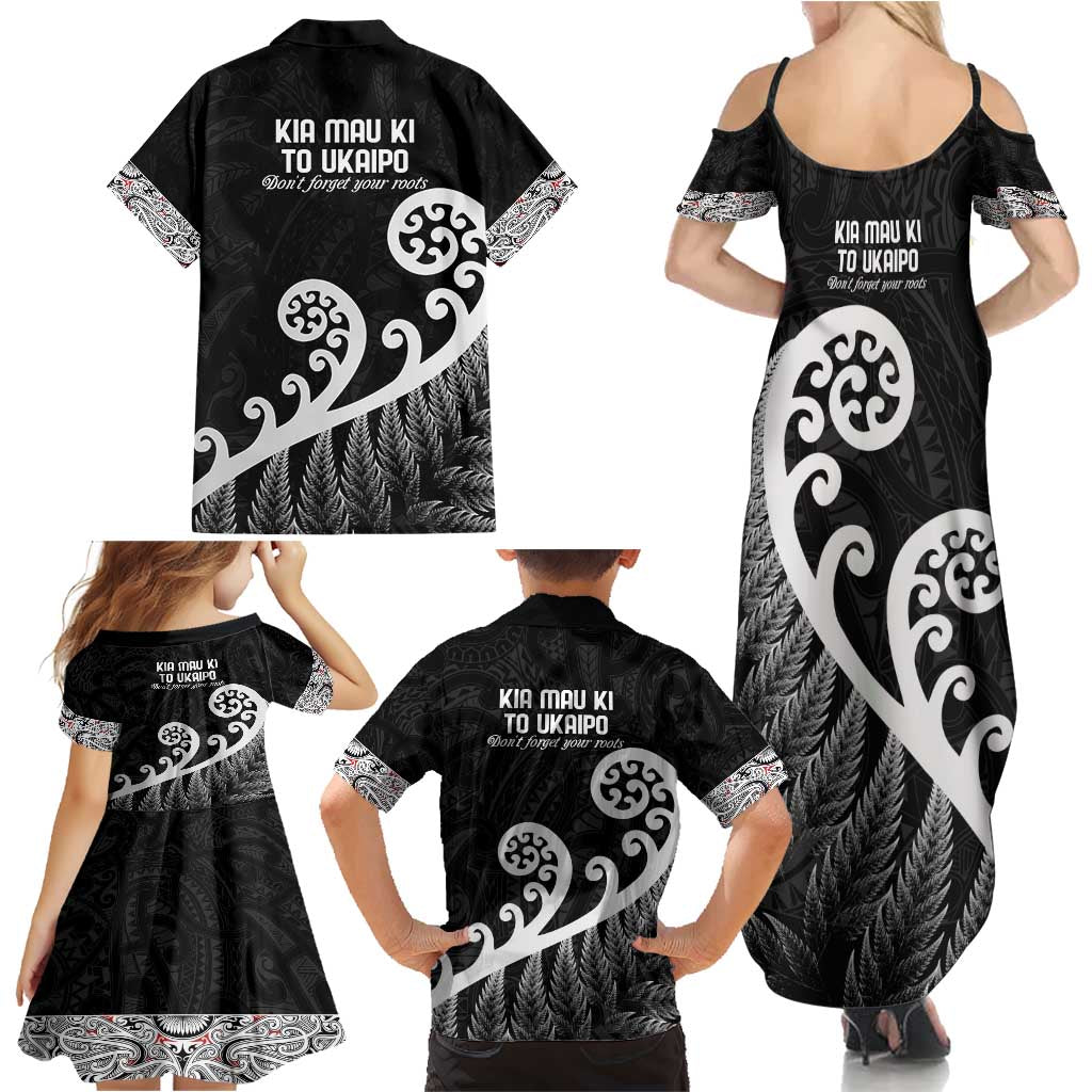 Kia Mau Ki To Ukaipo Family Matching Summer Maxi Dress and Hawaiian Shirt Te Reo Maori Koru Fern Art