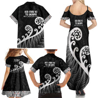 Kia Mau Ki To Ukaipo Family Matching Summer Maxi Dress and Hawaiian Shirt Te Reo Maori Koru Fern Art