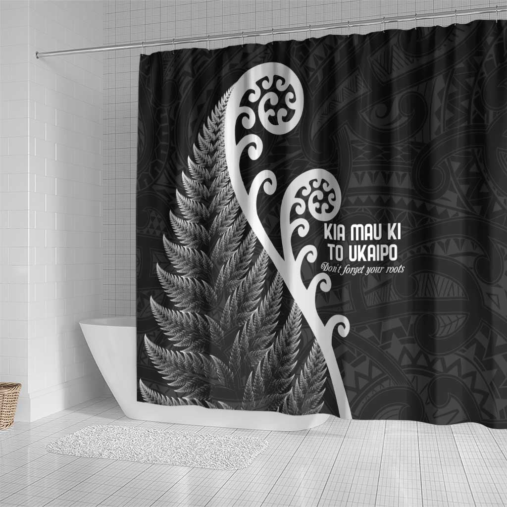 Kia Mau Ki To Ukaipo Shower Curtain Te Reo Maori Koru Fern Art