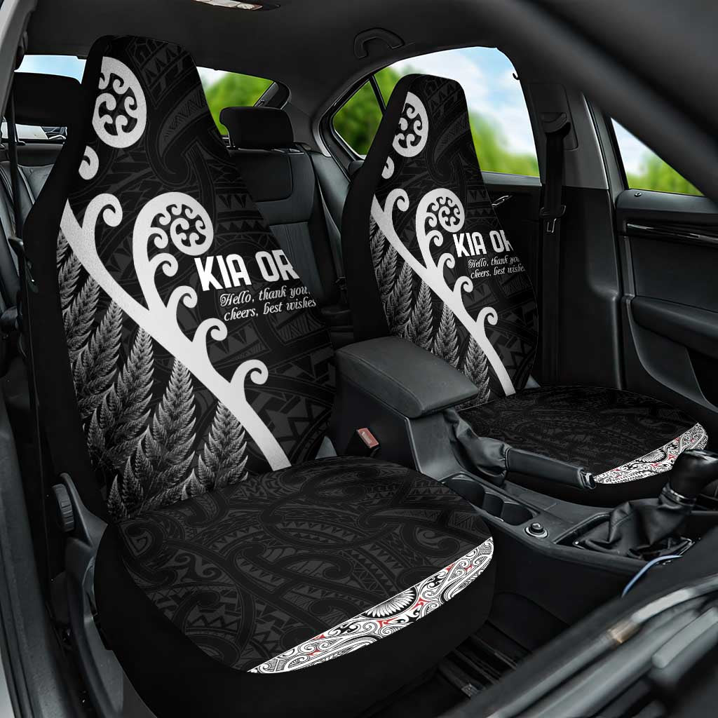 Kia Ora Maori Language Car Seat Cover Te Reo Maori Koru Fern Art LT9 One Size Black - Polynesian Pride