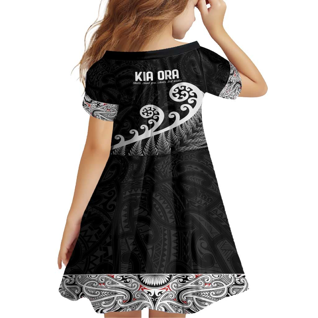 Kia Ora Maori Language Family Matching Long Sleeve Bodycon Dress and Hawaiian Shirt Te Reo Maori Koru Fern Art