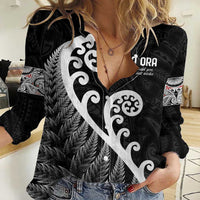Kia Ora Maori Language Women Casual Shirt Te Reo Maori Koru Fern Art