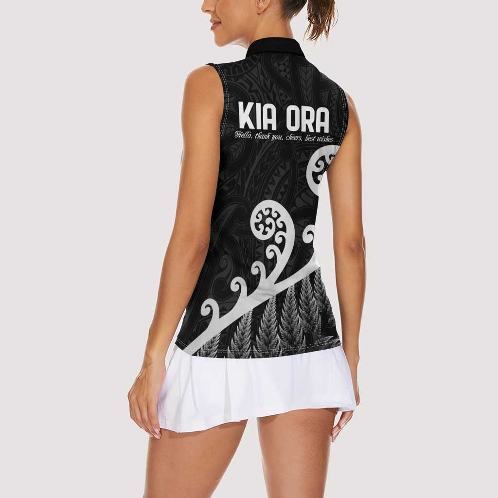 Kia Ora Maori Language Women Sleeveless Polo Shirt Te Reo Maori Koru Fern Art
