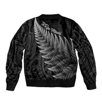 New Zealand Te Reo Māori Bomber Jacket Simple Black Fern