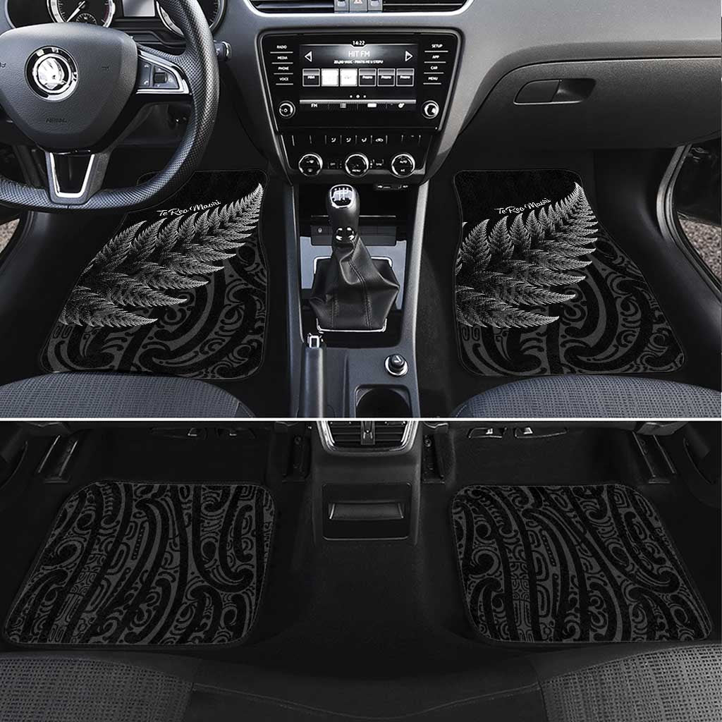 New Zealand Te Reo Māori Car Mats Simple Black Fern