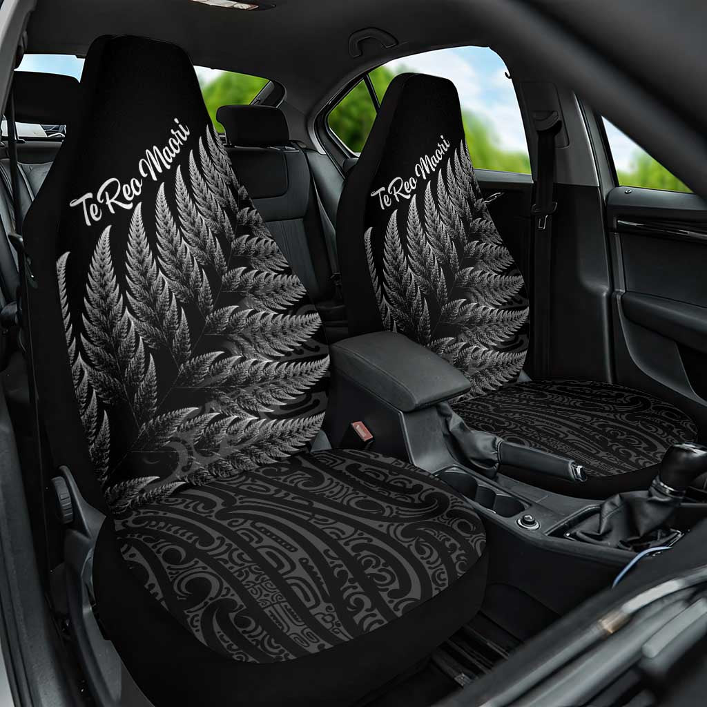 New Zealand Te Reo Māori Car Seat Cover Simple Black Fern