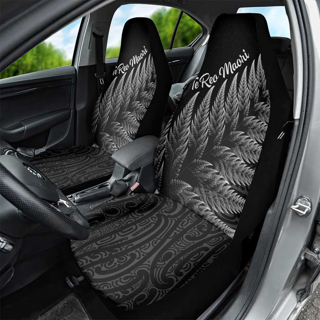 New Zealand Te Reo Māori Car Seat Cover Simple Black Fern