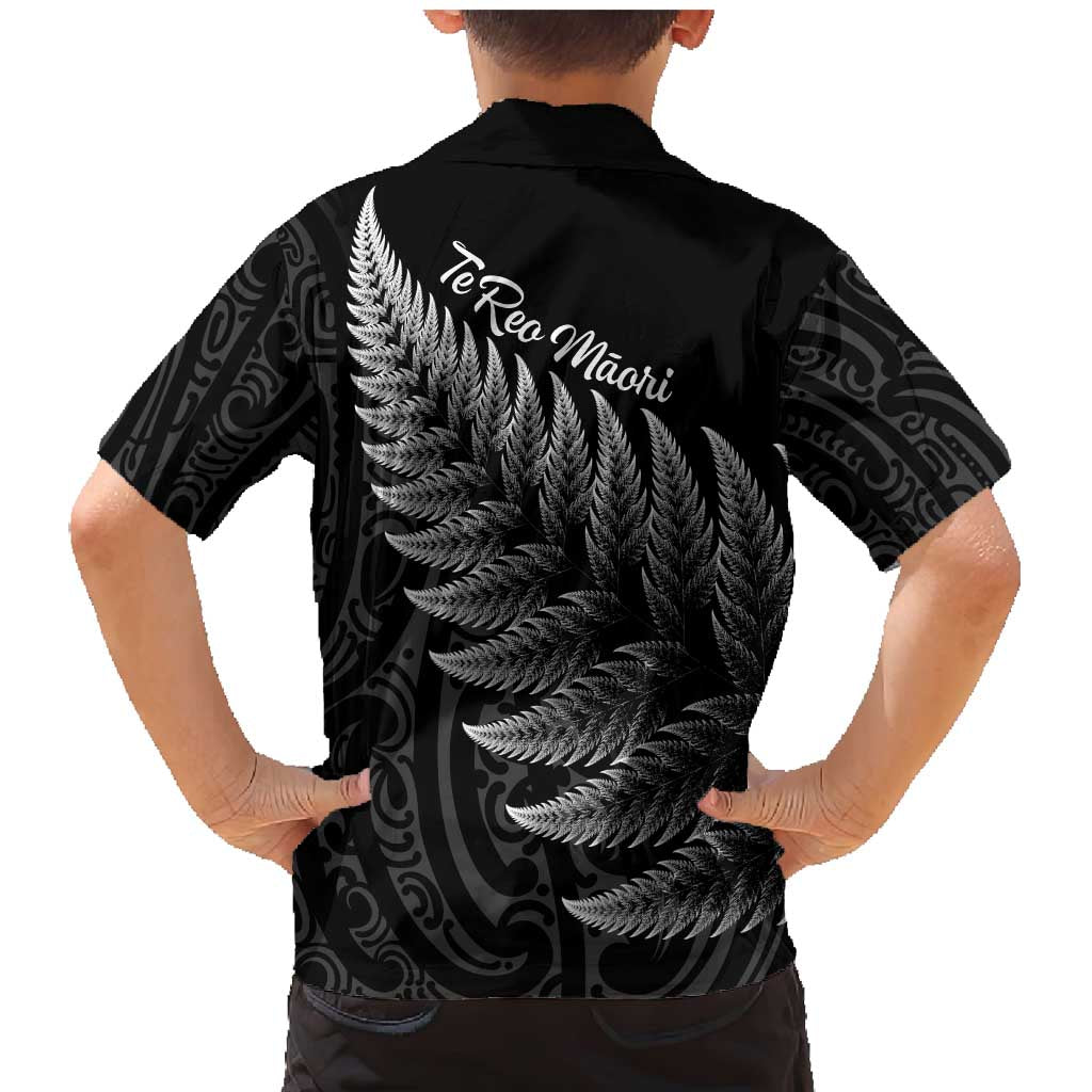 New Zealand Te Reo Māori Family Matching Mermaid Dress and Hawaiian Shirt Simple Black Fern