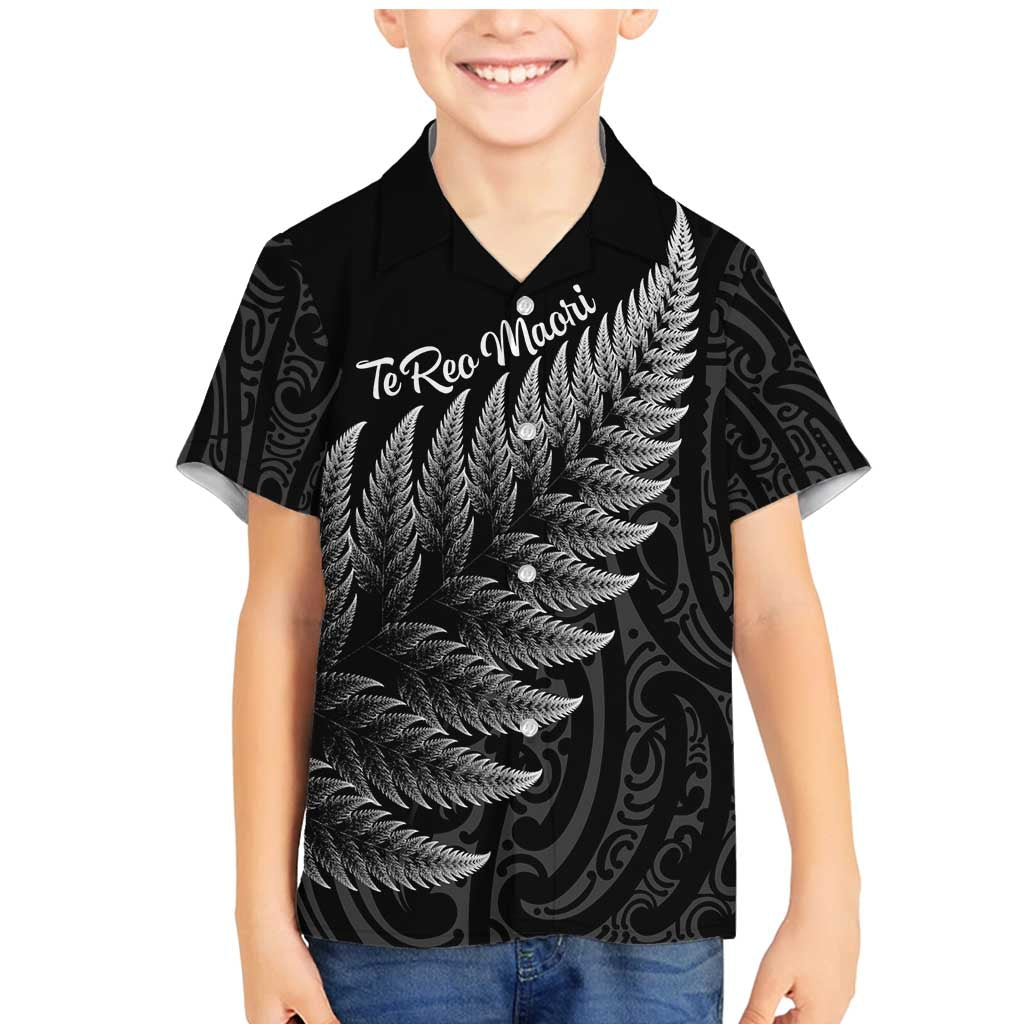 New Zealand Te Reo Māori Family Matching Mermaid Dress and Hawaiian Shirt Simple Black Fern