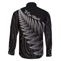 New Zealand Te Reo Māori Family Matching Short Sleeve Bodycon Dress and Hawaiian Shirt Simple Black Fern