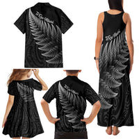New Zealand Te Reo Mori Family Matching Tank Maxi Dress and Hawaiian Shirt Simple Black Fern LT9 - Polynesian Pride