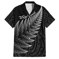 New Zealand Te Reo Mori Family Matching Tank Maxi Dress and Hawaiian Shirt Simple Black Fern LT9 Dad's Shirt - Short Sleeve Black - Polynesian Pride