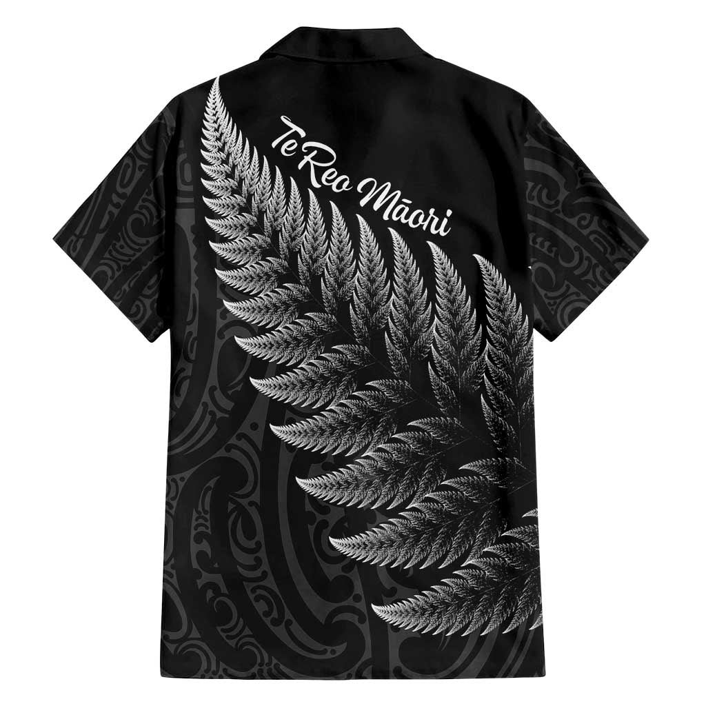 New Zealand Te Reo Mori Family Matching Tank Maxi Dress and Hawaiian Shirt Simple Black Fern LT9 - Polynesian Pride