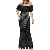 New Zealand Te Reo Māori Mermaid Dress Simple Black Fern