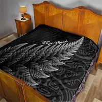 New Zealand Te Reo Mori Quilt Simple Black Fern LT9 - Polynesian Pride