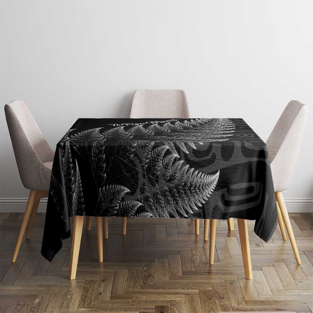 New Zealand Te Reo Mori Tablecloth Simple Black Fern LT9 - Polynesian Pride