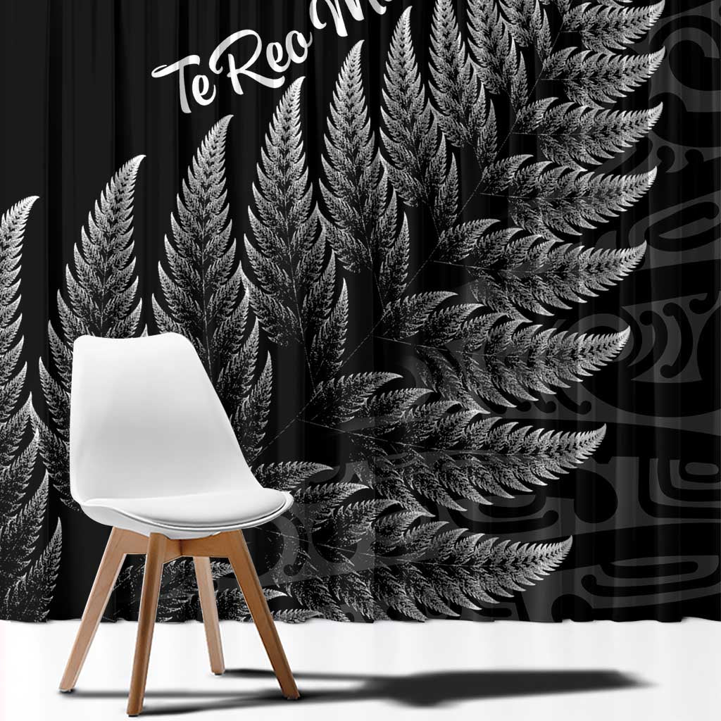 New Zealand Te Reo Māori Window Curtain Simple Black Fern