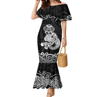 Te Reo Maori Tiki Inspired Art Family Matching Mermaid Dress and Hawaiian Shirt