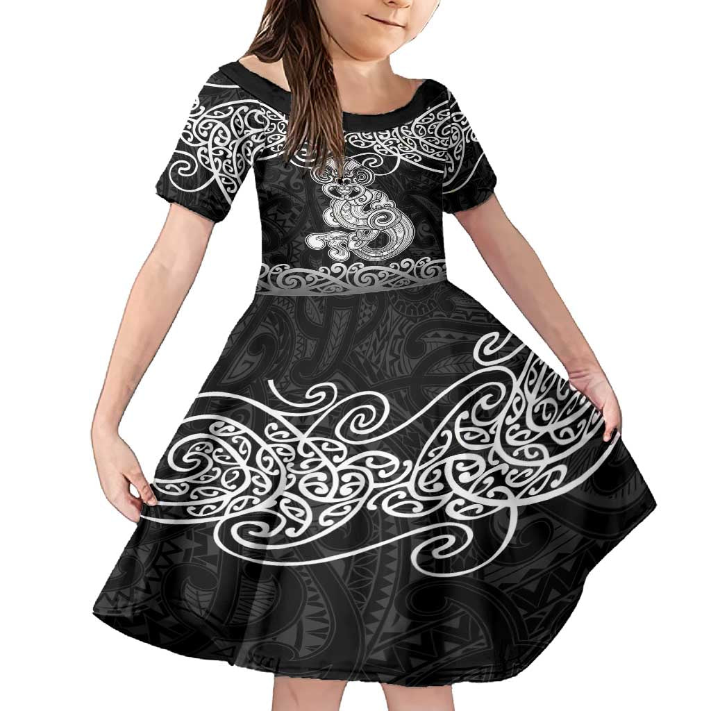 Te Reo Maori Tiki Inspired Art Family Matching Off Shoulder Short Dress and Hawaiian Shirt