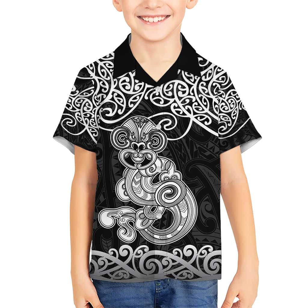Te Reo Maori Tiki Inspired Art Kid Hawaiian Shirt LT9 Kid Black - Polynesian Pride