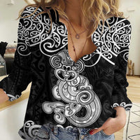Te Reo Maori Tiki Inspired Art Women Casual Shirt