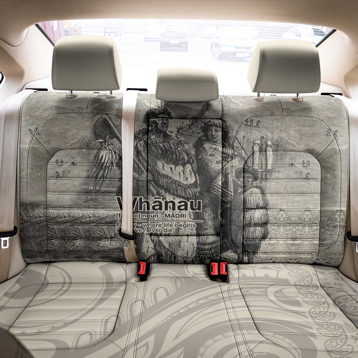Whanau Maori Language Back Car Seat Cover Te Reo Maori Inspired Art LT9 - Polynesian Pride
