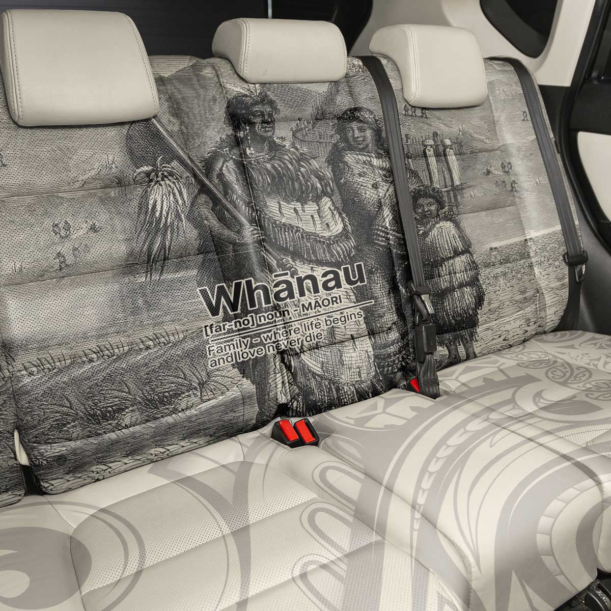 Whanau Maori Language Back Car Seat Cover Te Reo Maori Inspired Art LT9 - Polynesian Pride