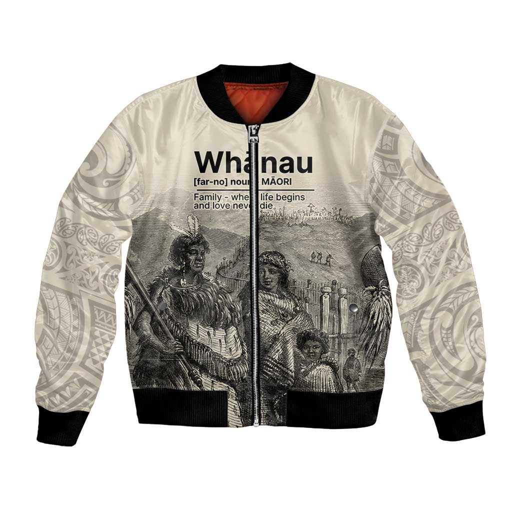 Whanau Maori Language Bomber Jacket Te Reo Maori Inspired Art
