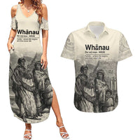 Whanau Maori Language Couples Matching Summer Maxi Dress and Hawaiian Shirt Te Reo Maori Inspired Art