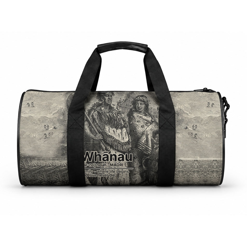 Whanau Maori Language Duffle Bag Te Reo Maori Inspired Art LT9 One size Nude - Polynesian Pride
