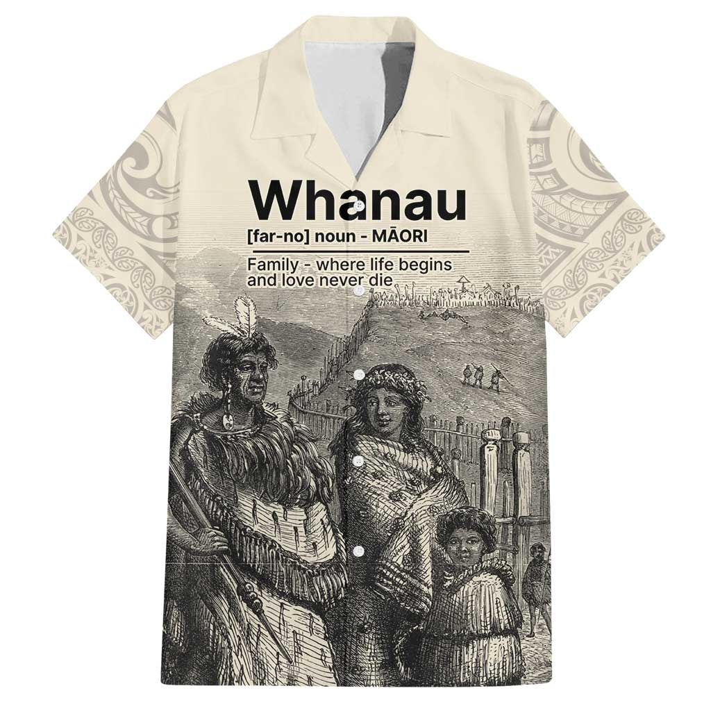 Whanau Maori Language Family Matching Off Shoulder Short Dress and Hawaiian Shirt Te Reo Maori Inspired Art