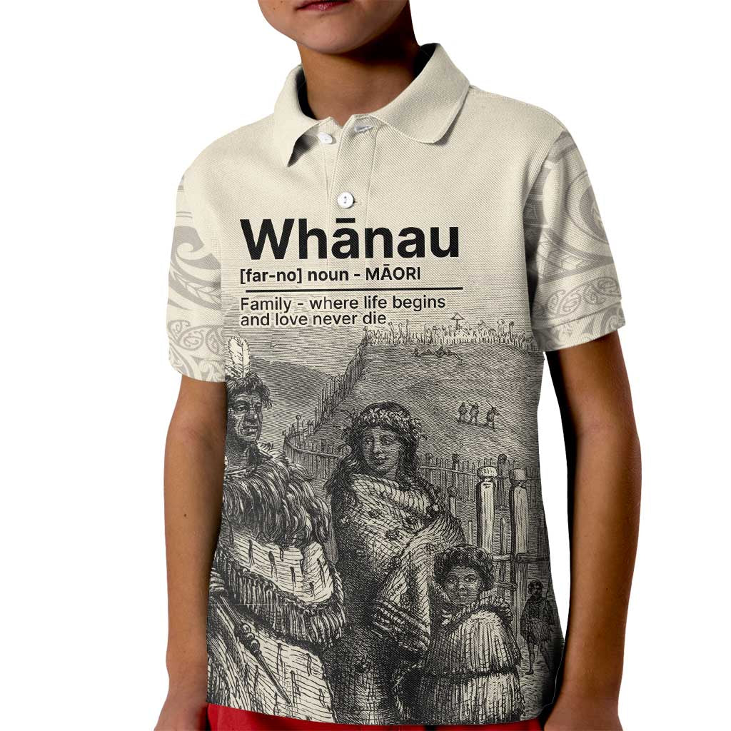 Whanau Maori Language Kid Polo Shirt Te Reo Maori Inspired Art LT9 Kid Nude - Polynesian Pride