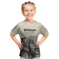 Whanau Maori Language Kid T Shirt Te Reo Maori Inspired Art LT9 Nude - Polynesian Pride