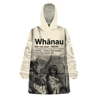 Whanau Maori Language Wearable Blanket Hoodie Te Reo Maori Inspired Art