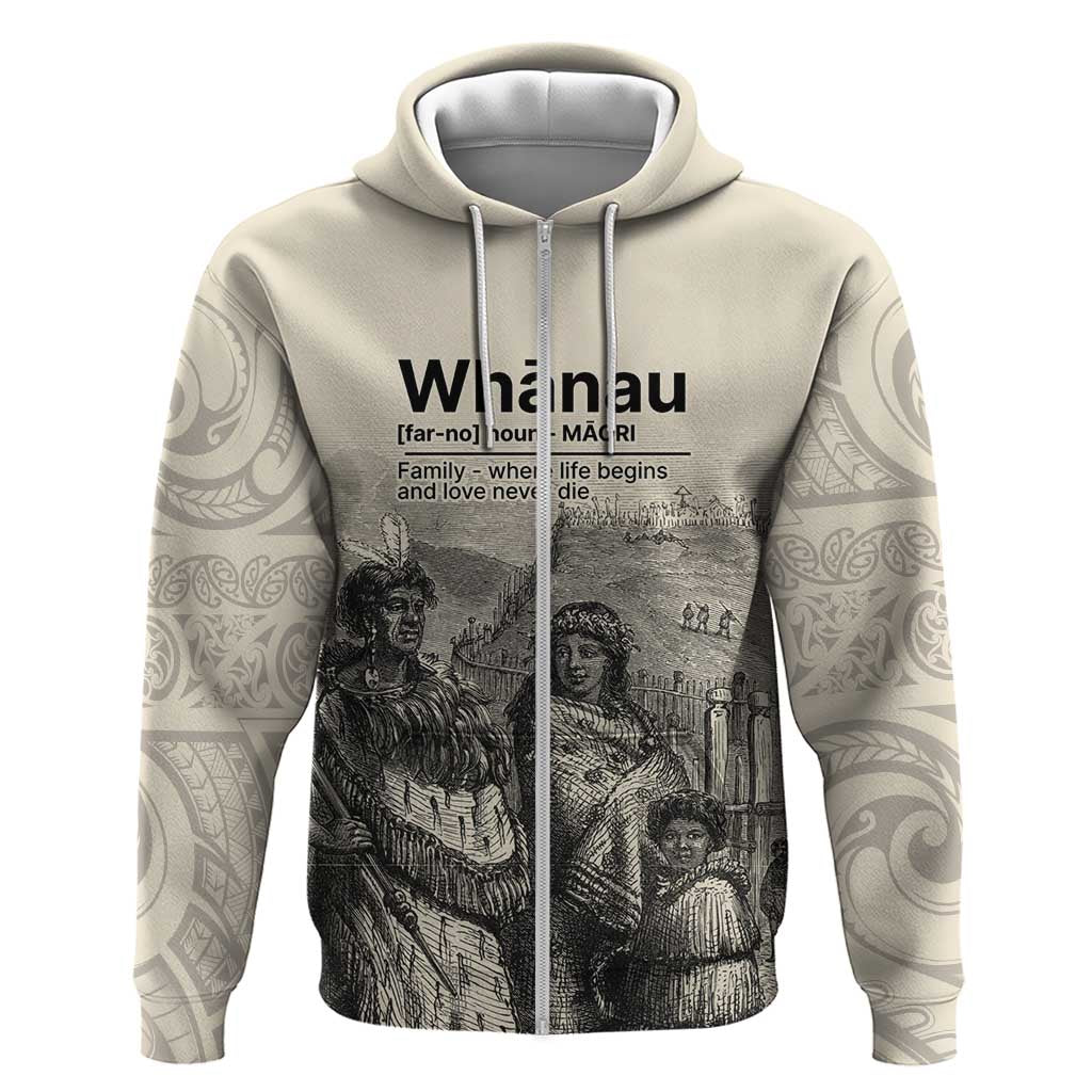 Whanau Maori Language Zip Hoodie Te Reo Maori Inspired Art